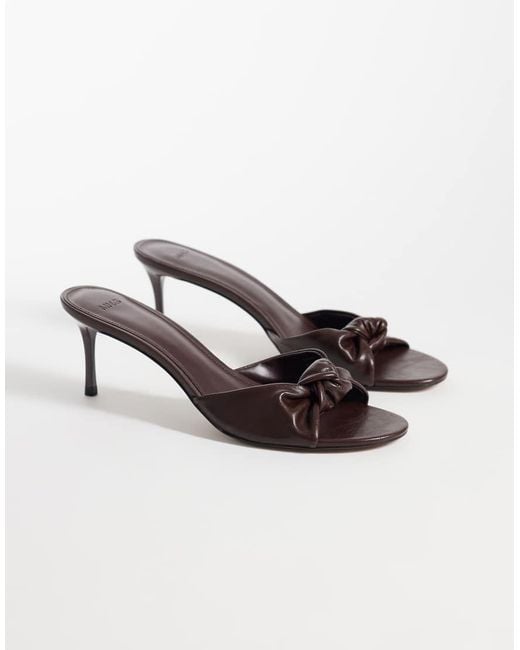 Mango Natural Heeled Mule With Knot Detail