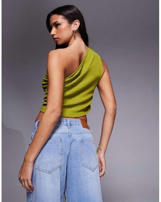 Top Fruncido Y Asimétrico De Tejido Texturizado De ASOS de color Green