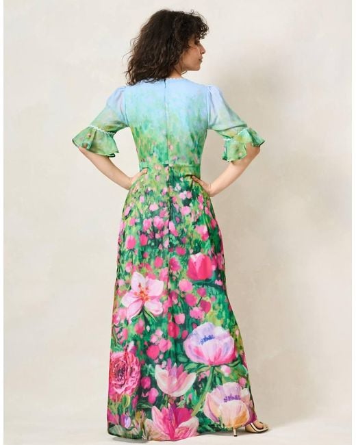 Hope & Ivy Green The Solenne Petite Thigh Split Maxi Dress