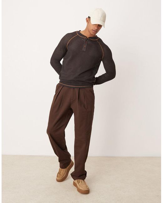 Maglietta A Maniche Lunghe Raglan di ASOS in Brown da Uomo