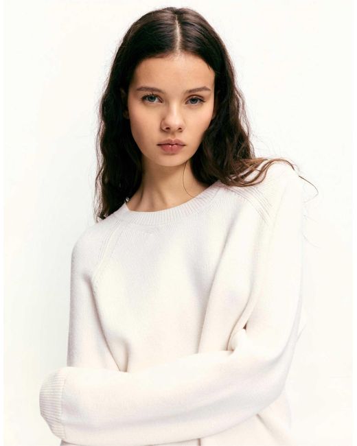 Pull&Bear White – oversize-pullover