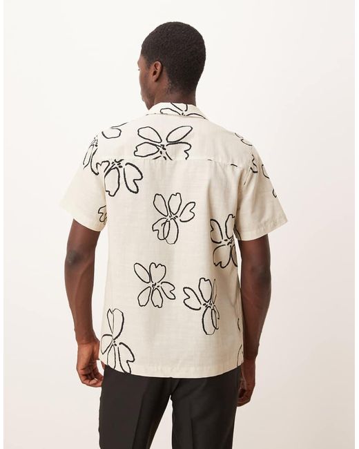 Camisa Extragrande Con Estampado Floral Y Cuello De Solapas De -Neutro ASOS de hombre de color Natural