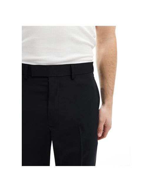 ASOS Black Smart Straight Leg Satin Pants With Knee Splits for men