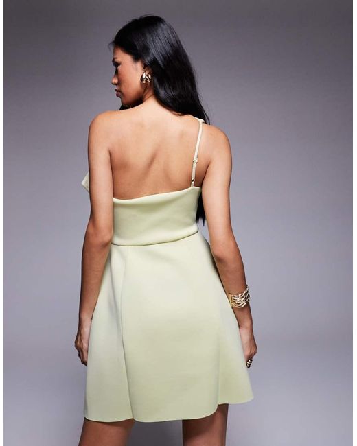 ASOS Green Slouch Neckline Cinched Waist Mini Dress