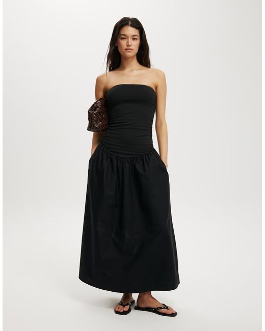Cotton On Black Romee Shirred Side Maxi Dress