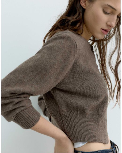 Pull&Bear Blue – kurze strickjacke