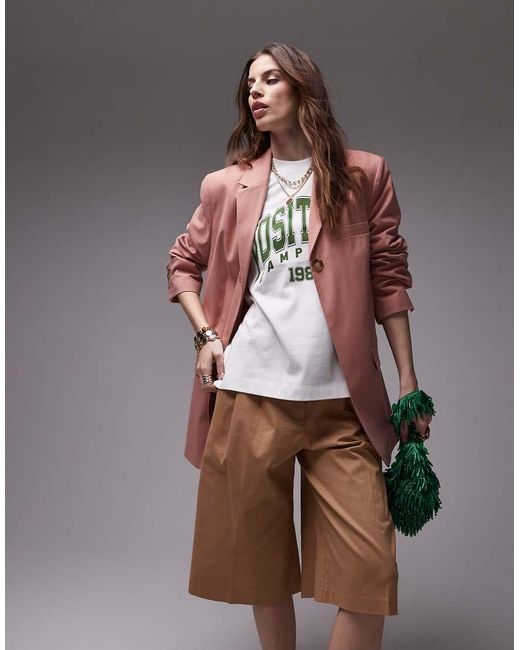 TOPSHOP Brown Single Button Tailored Blazer