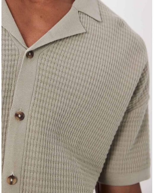 ASOS Gray Relaxed Knitted Co-ord Revere Polo Shirt for men