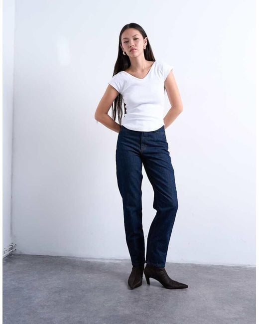 TOPSHOP Blue Original Mom High Rise Jean