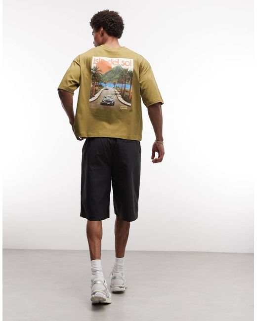 ASOS Green Oversized T-shirt With Island Graphic for men