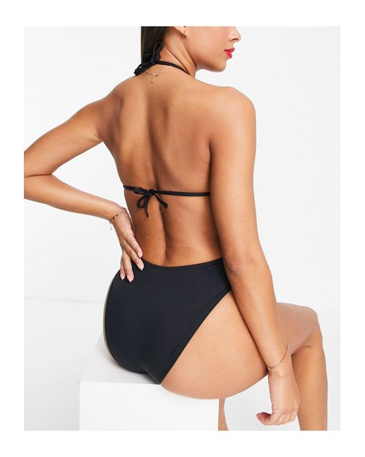 Accessorize Cut Out With Contract Stitching Swimsuit in Black | Lyst Canada