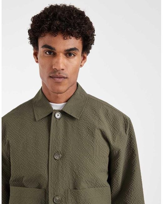 ASOS Green Textured Fabric Harrington for men