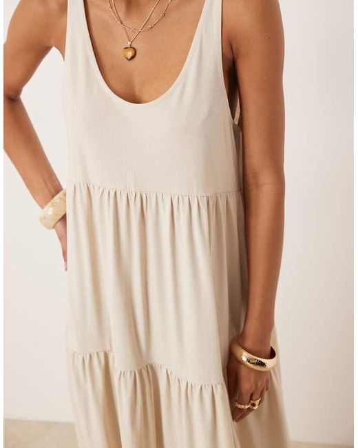 ASOS Natural Scoop Tiered Trapeze Maxi Dress