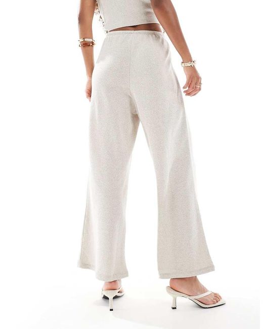 ONLY White Textured Wide Leg Tailored Trousers Co-ord