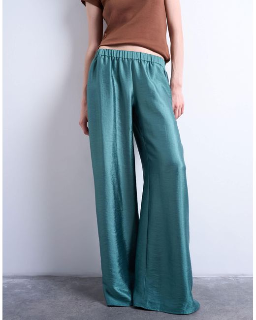 TOPSHOP White – strukturierte satin-hose
