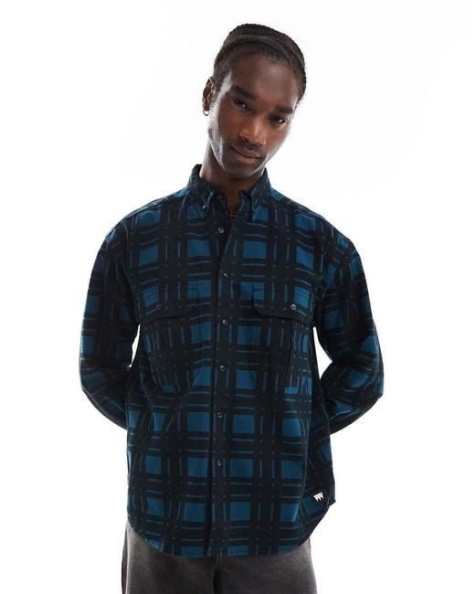 Levi's Blue Skateboarding Relaxed Fit Check Print Flannel Shirt for men