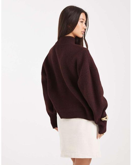 ASOS Brown Extreme Boxy Jumper With Funnel Neck