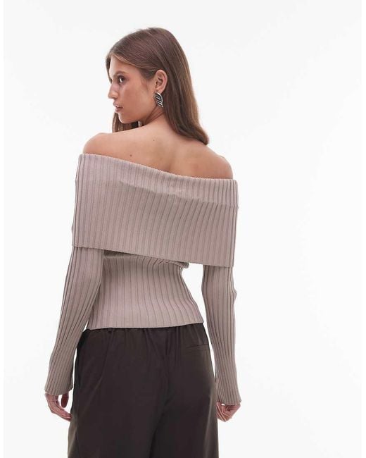 Nia Natural Saffron Off Shoulder Long Sleeve Sweater