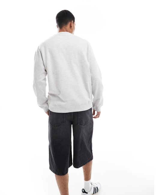 Jack & Jones Gray Oversize Sweat Shirt With Embroidered Logo for men