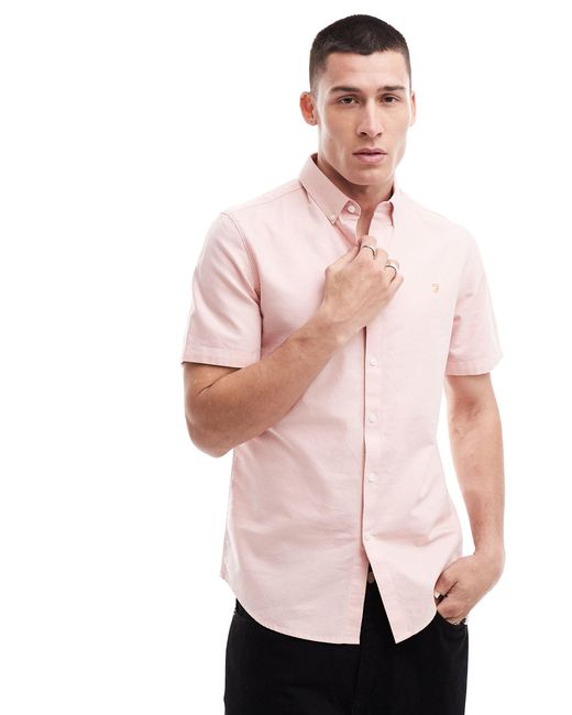 Farah – brewer – kurzärmliges hemd in Pink für Herren