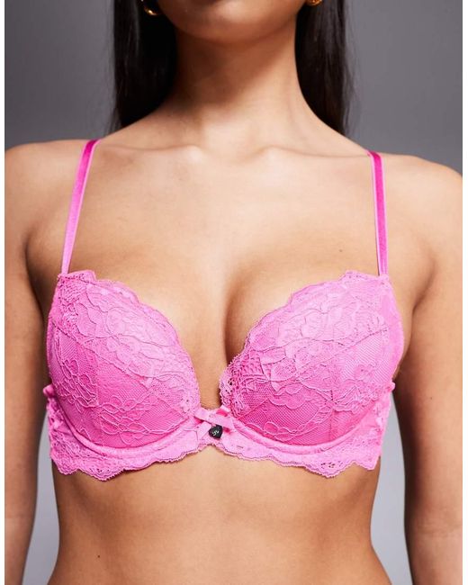 Boux Avenue Purple Mollie Lace Padded Plunge Bra