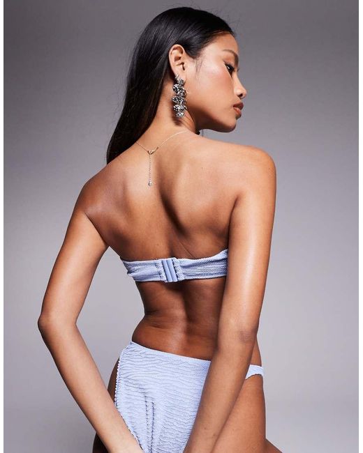 ASOS Blue Sia Bandeau Bikini Top With Shell Detail
