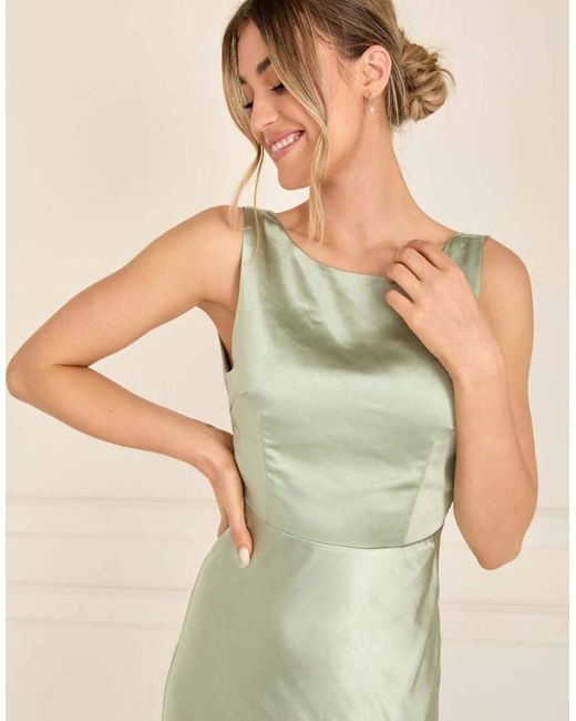 Six Stories Natural Cowl Back Satin Bridesmaid Dress