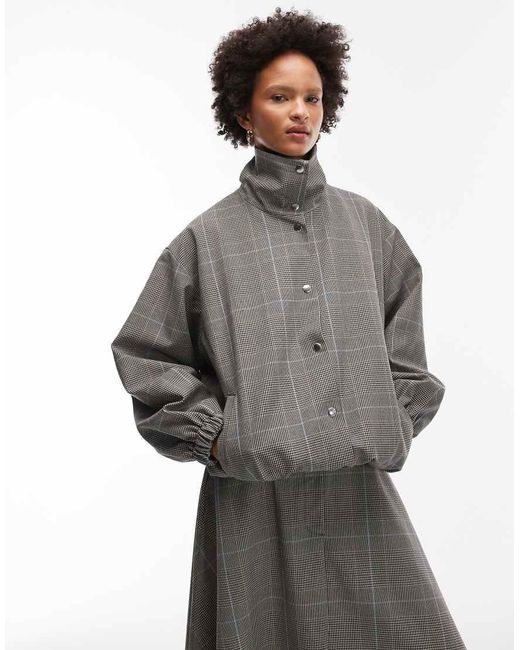 ASOS Gray Tailored Funnel Neck Jacket