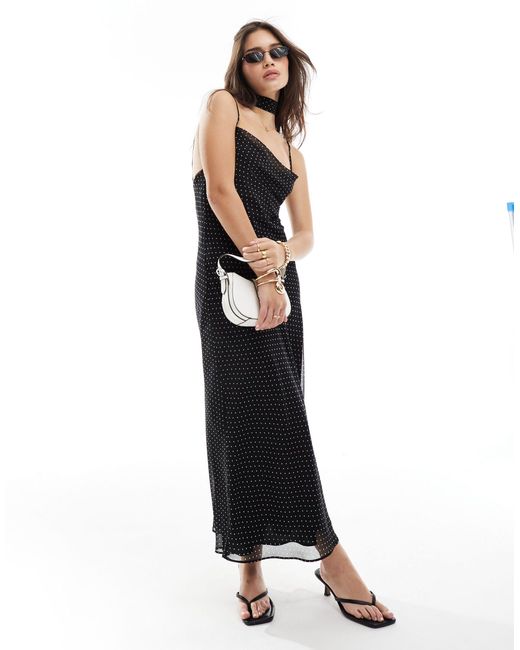 Bershka White Cowl Neck Tie Back Maxi Dress