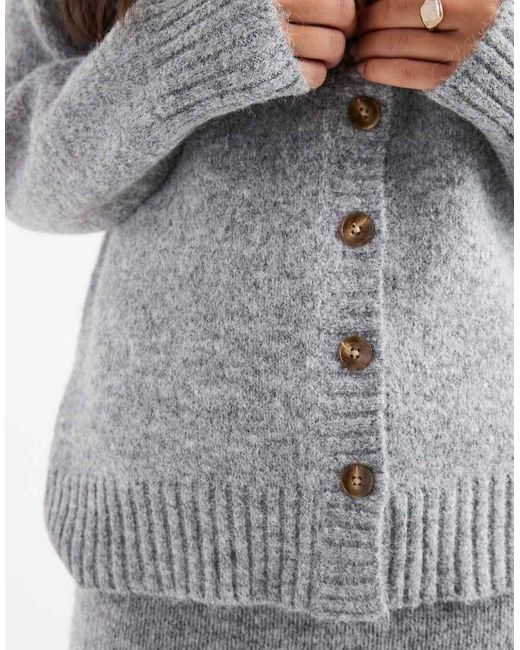 4th & Reckless Gray Wool Feel Longline Pocket Detail Cardigan Co-Ord