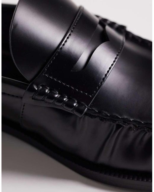 ASOS Black Mule Penny Loafers With Ruching for men