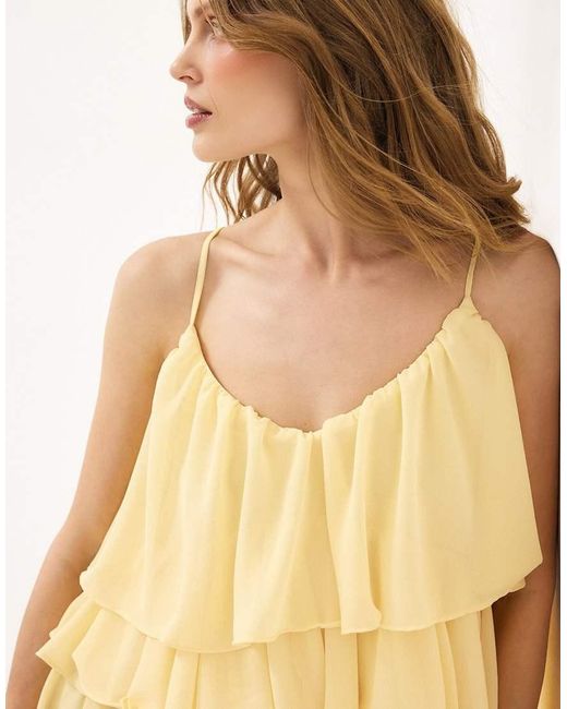 NA-KD Natural Ruffle Plisse Strap Mini Dress