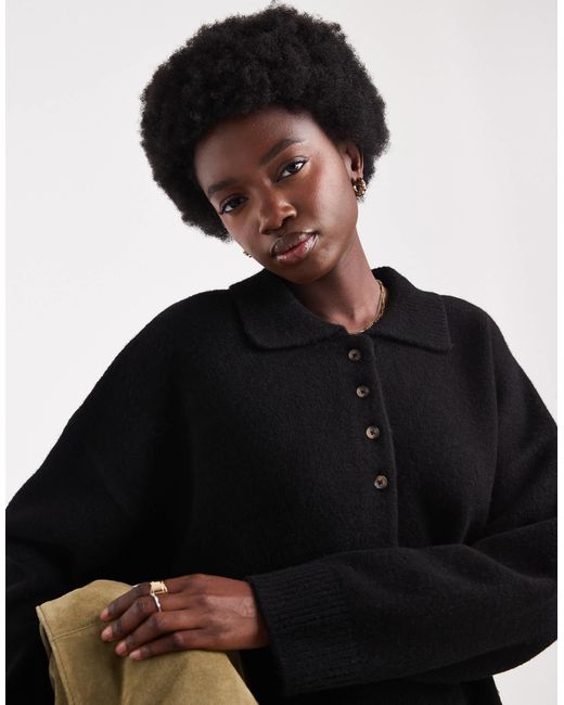 ASOS Black Knitted Compact Polo Shirt