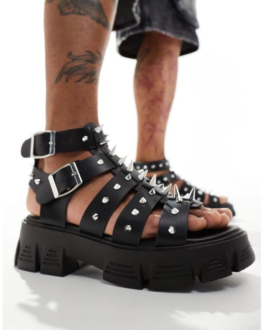 ASOS Black Chunky Gladiator With Studs for men