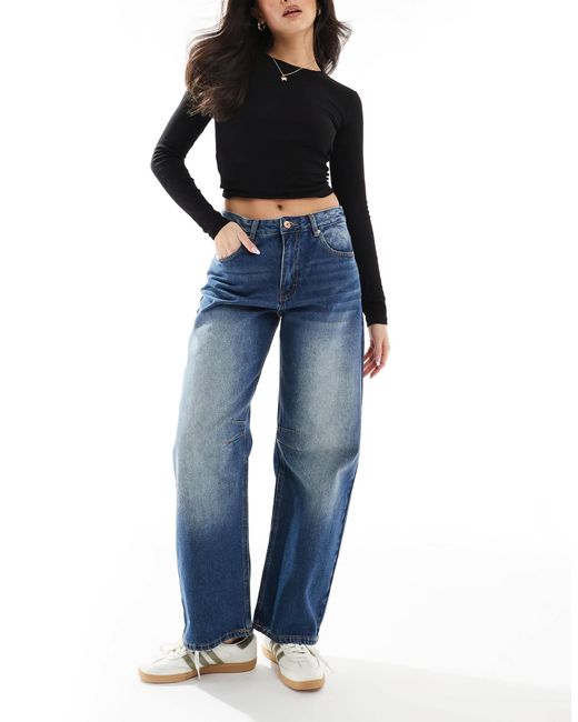 Pull&Bear Blue baggy Jeans With Dart Detail