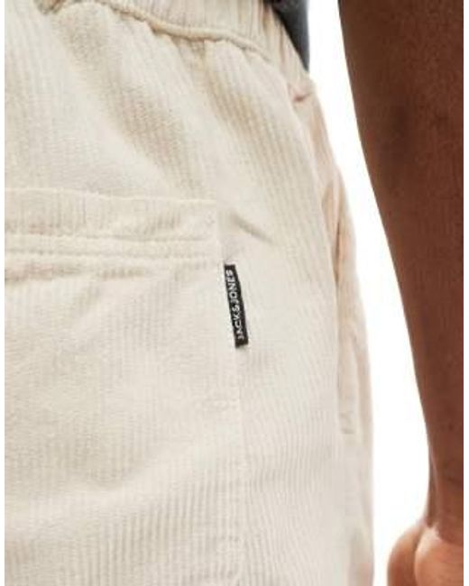 Jack & Jones – locker geschnittene shorts aus cord in Natural für Herren