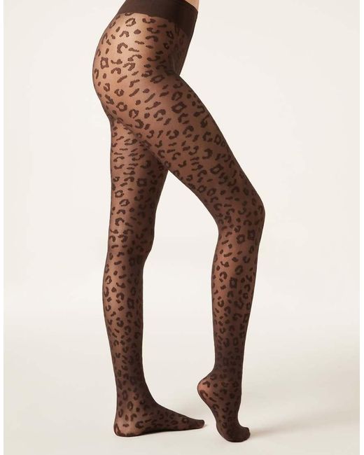 Calzedonia Brown Animal Pattern 30 Denier Sheer Tights