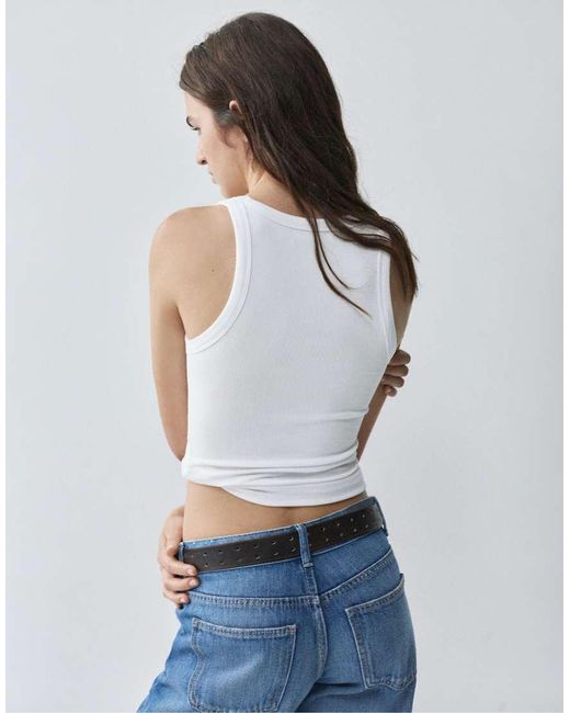 Pull&Bear White Basic Tank Top