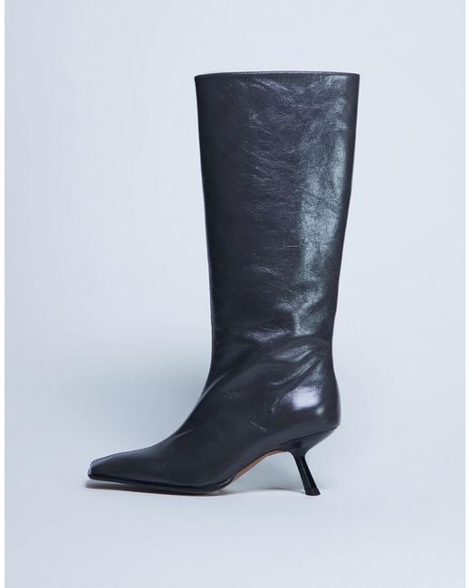 TOPSHOP Blue – scarlett – premium – kniehohe lederstiefel