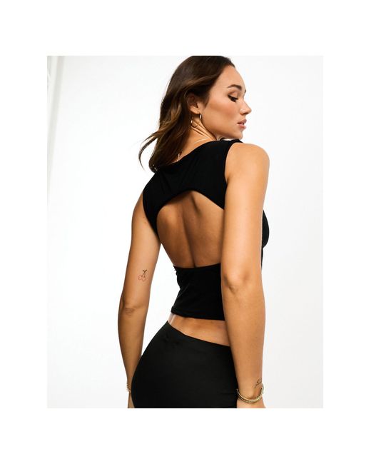 ASOS Black Tank Top With Curved Back Cut Out