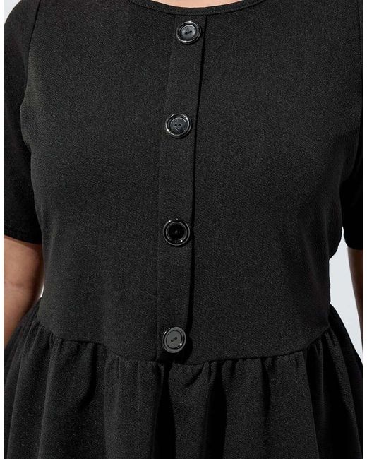 Yours Clothing Black Button Peplum Top