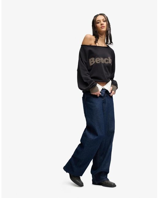 Bench x Superdry & Co Blue Bardot Oversized Sweatshirt