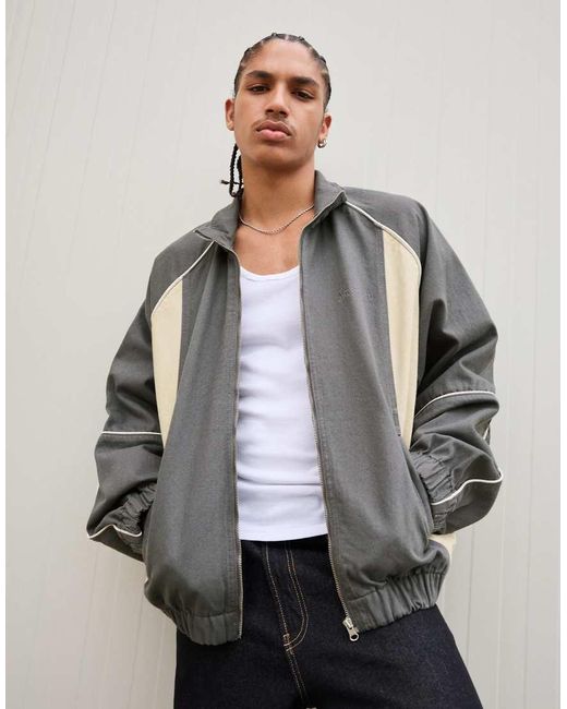 Bershka Gray Denim Jacket for men