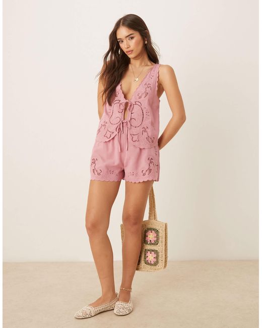 ASOS Pink – blake – strandweste aus leinenmix