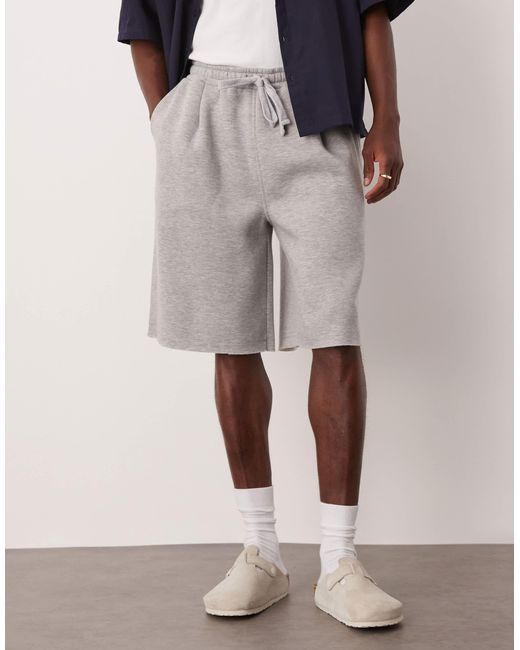 ASOS Gray Oversized Basketball Short With Pleats for men