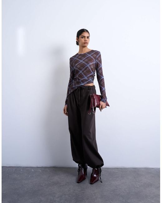 TOPSHOP Multicolor – langärmliges oberteil mit karomuster