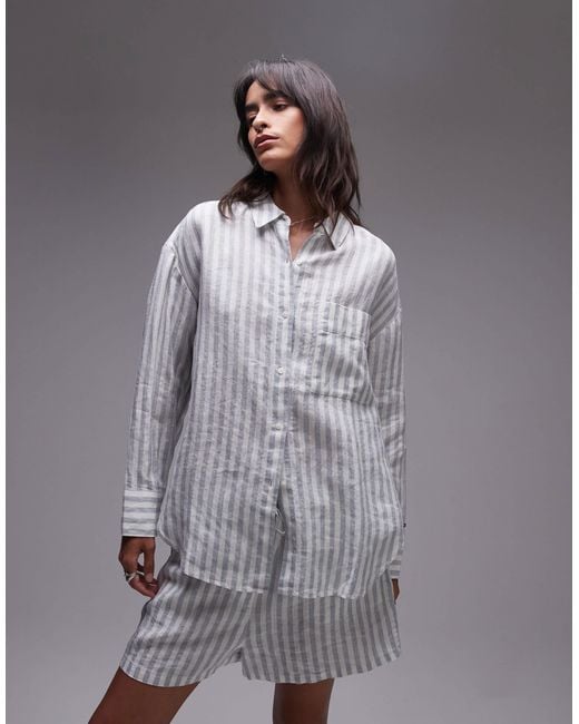 Tommy Hilfiger Gray – oversize-hemd aus leinen