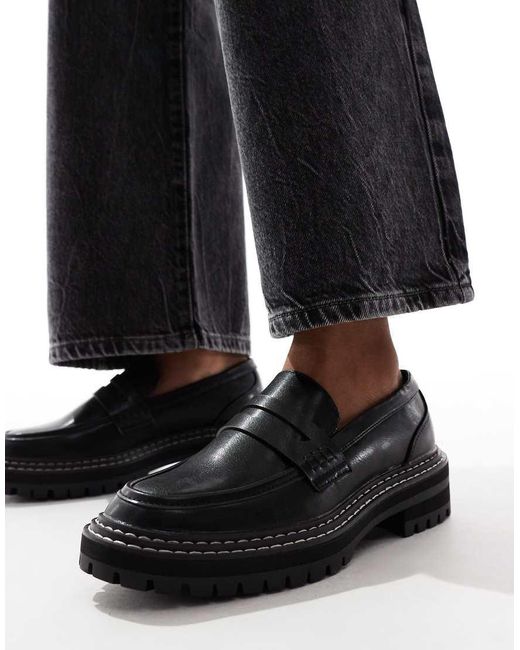 ONLY Black Loafer With Contrast Stitching