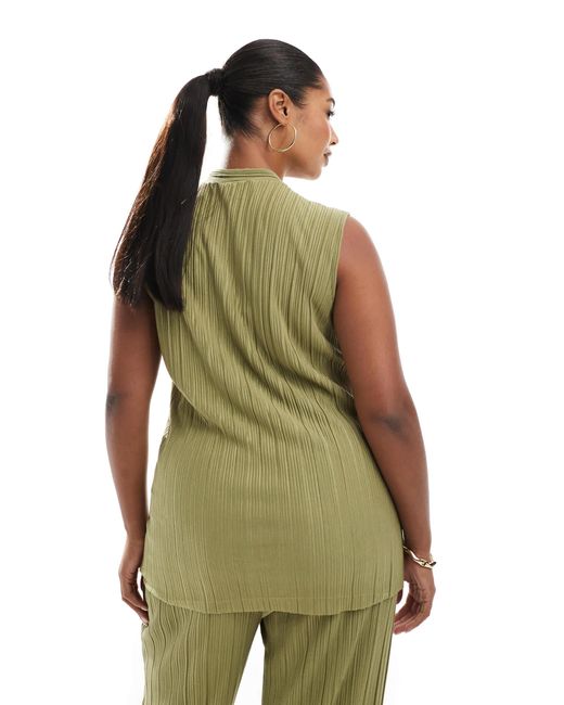 Vero Moda Green – ärmelloses plissiertes oberteil