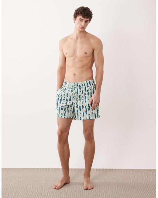 Jack & Jones Green Shell Print Swim Shorts for men